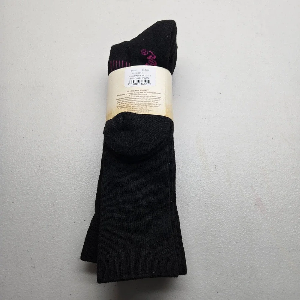 Wrangler Women Socks 6-9 Black Ultra Dri Seamless‎ Toe NWT